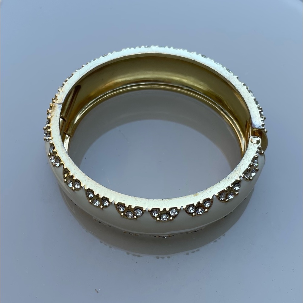 Stella and Dot White enamel and gold bracelet